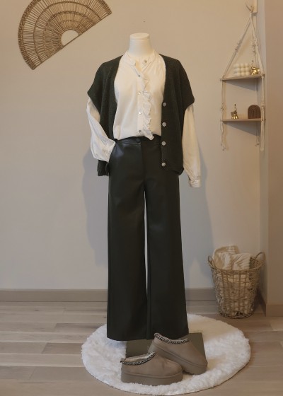 pantalon droit similicuir