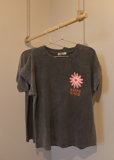 T-shirt happy vibes coton