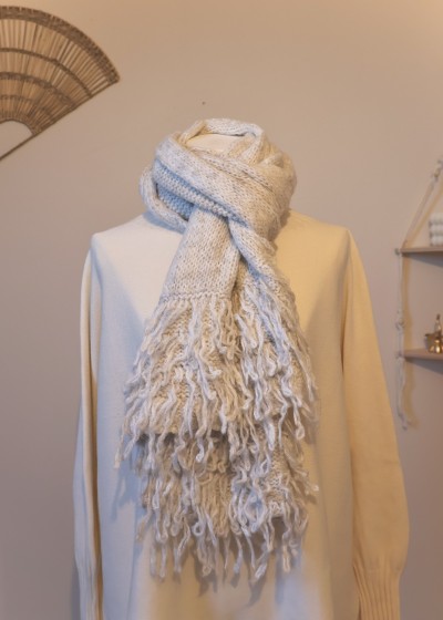 écharpe tricot à franges camel