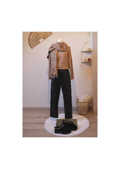 écharpe tricot à franges camel