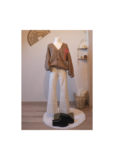 Gilet Happy Vibes tricot écru