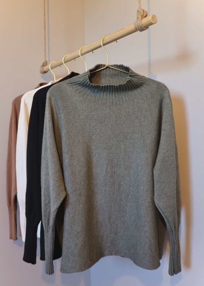 pull col montant kaki