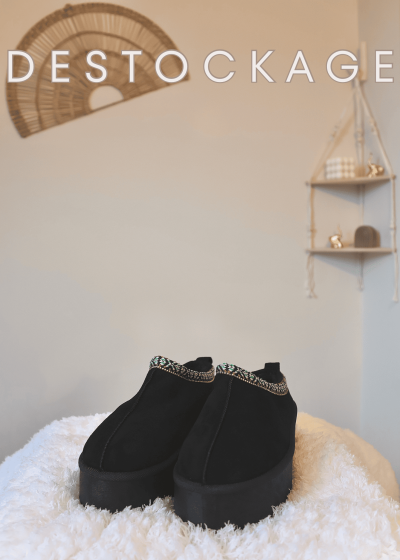 Mules à plateforme fourrées - noires
