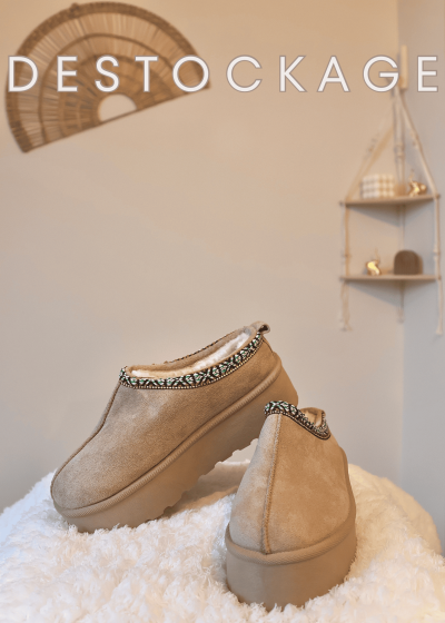 chaussures mules fourrées BEIGE