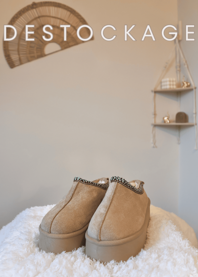 Mules à plateforme fourrées - taupe