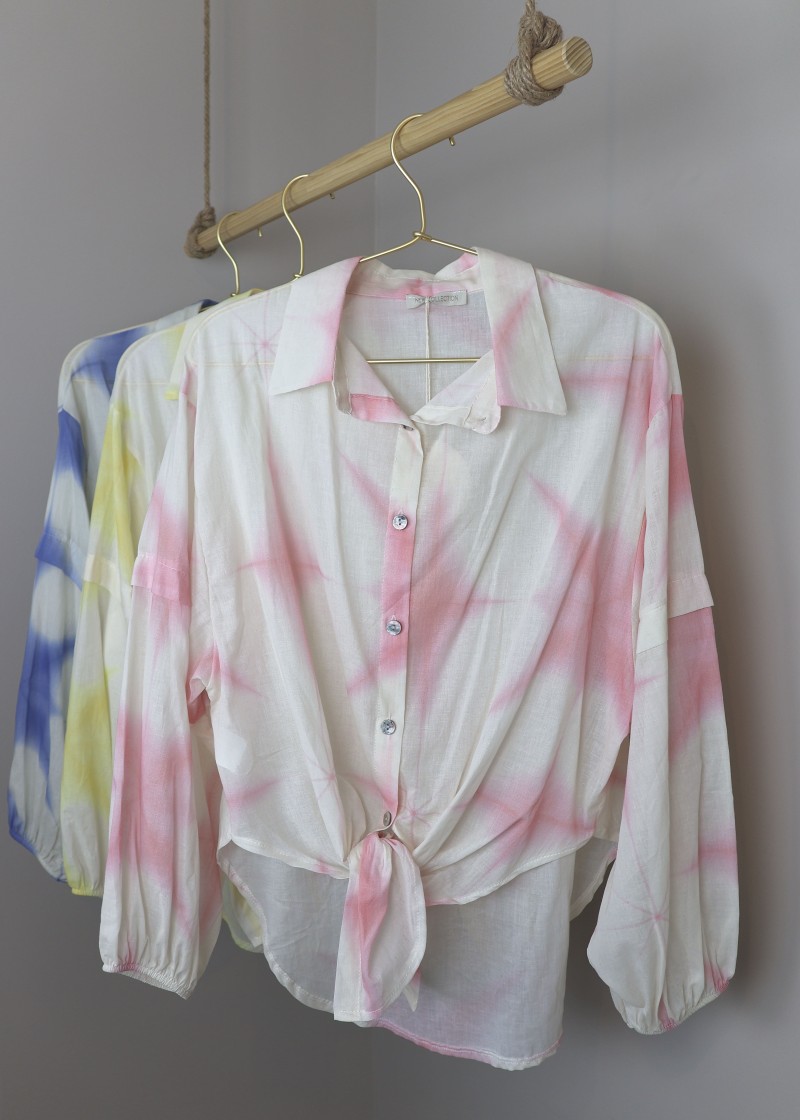 chemise nouee bicolore rose