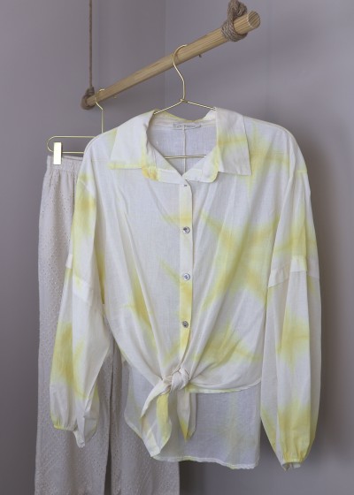 Chemise bicolore nouée - jaune