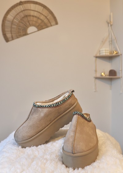chaussures mules fourrées BEIGE