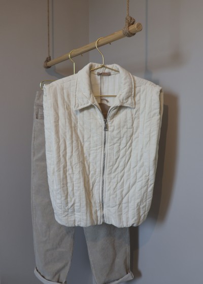 Veste zip sans manches - écru