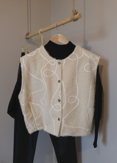 Gilet sans manches à motifs - écru