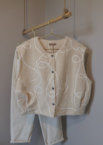Gilet sans manches à motifs - écru
