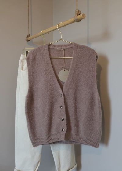 Gilet sans manches en maille - beige rosé