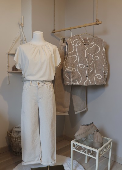 Pantalon en velours côtelé - écru