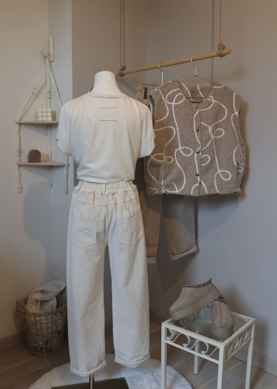 Pantalon en velours côtelé - écru