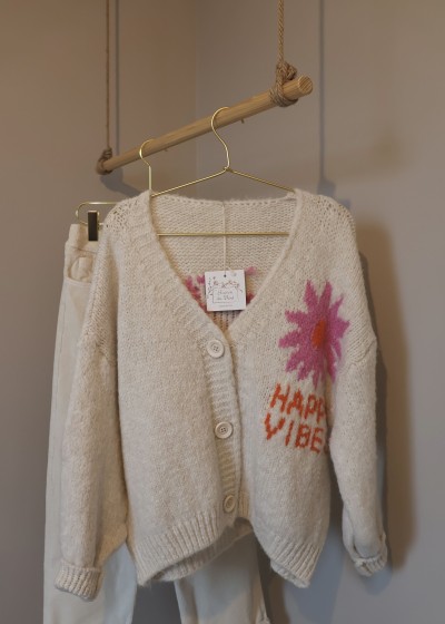 Gilet Happy Vibes - écru