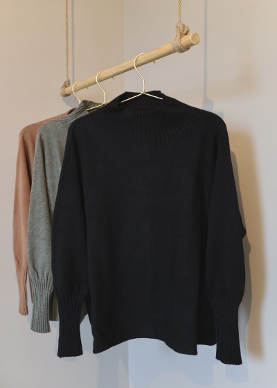 pull col montant noir