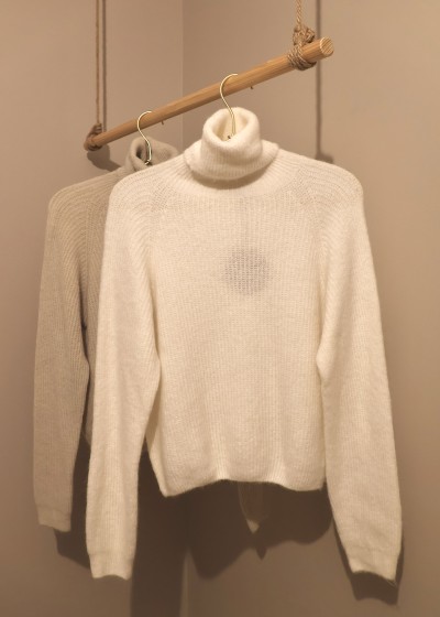 Pull col roulé - beige