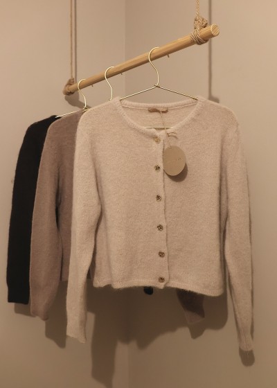 Cardigan col rond - beige rosé