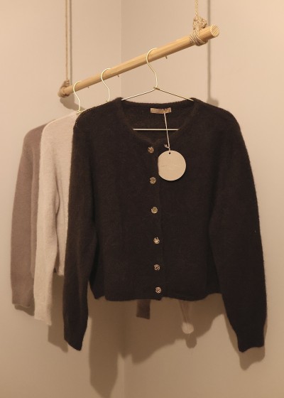 Cardigan col rond - beige rosé