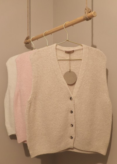 Gilet sans manches en maille - rose pale
