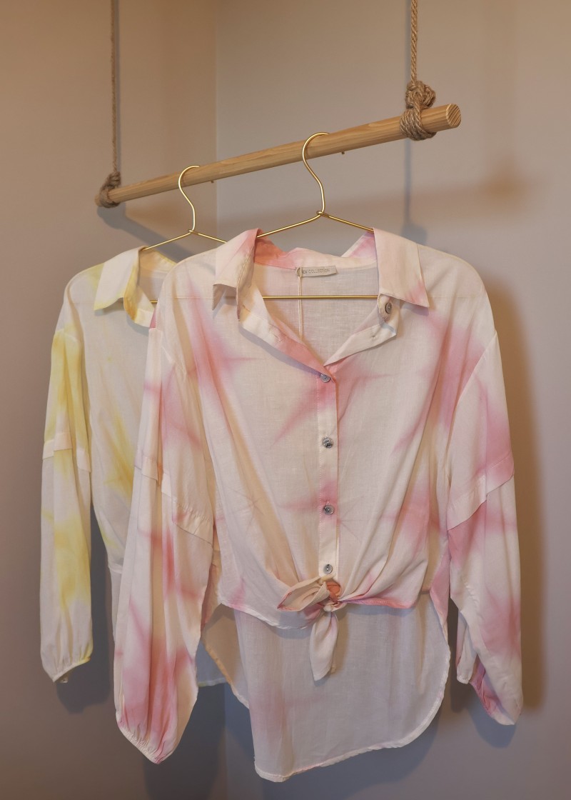 chemise nouee bicolore rose