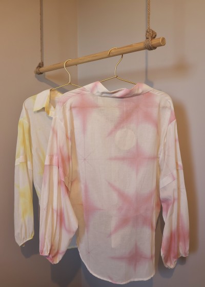 Chemise bicolore nouée - rose