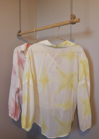 Chemise bicolore nouée - jaune