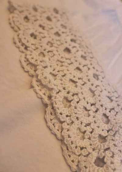t-shirt coton col rond dentelle