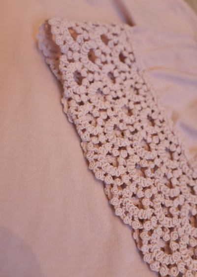 t-shirt coton col rond dentelle