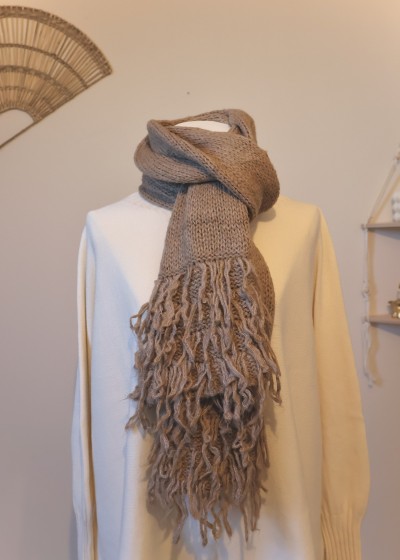 Echarpe à franges - camel