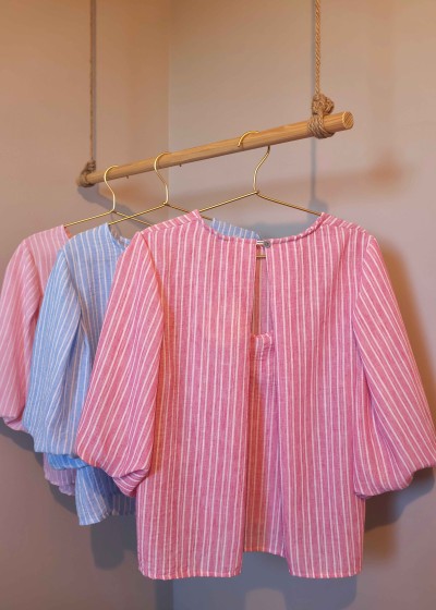 Blouse rayée - rose fuchsia