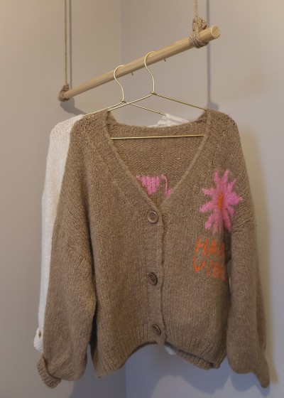 Gilet Happy Vibes tricot écru